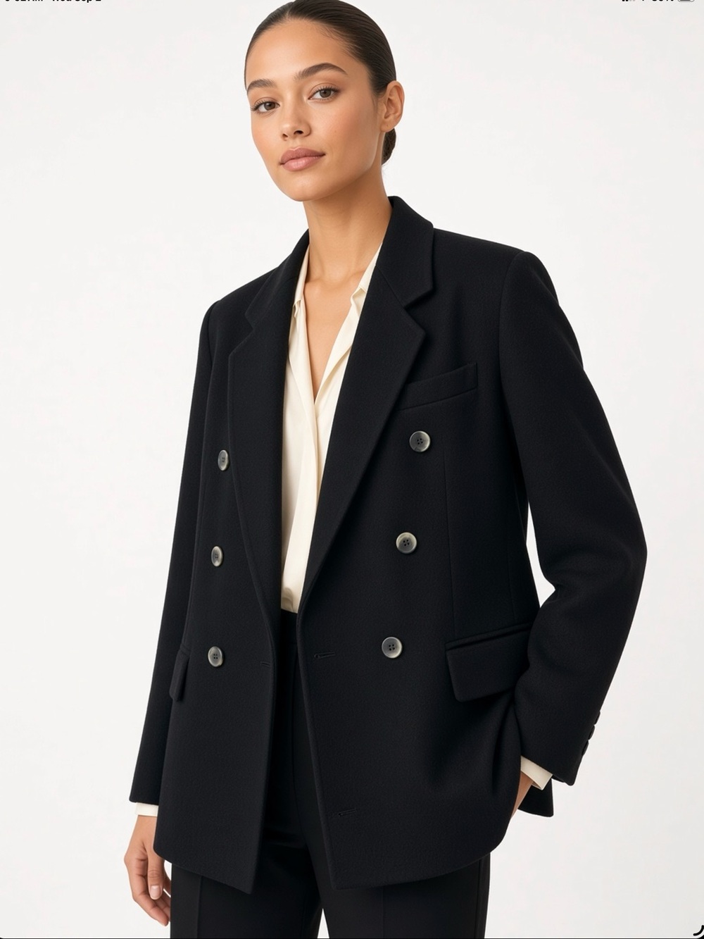 Saks Fifth Avenue Black Double-Breasted Blazer